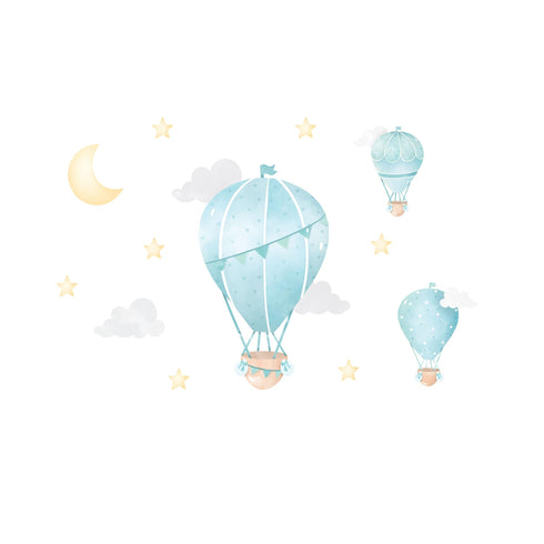 Hot Air Balloon Blue - Wall Decal Sticker